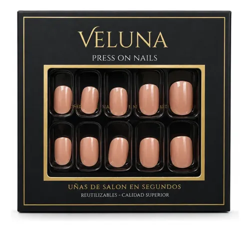 Uñas Press On Cortas Redondeadas Veluna Colores Sólidos