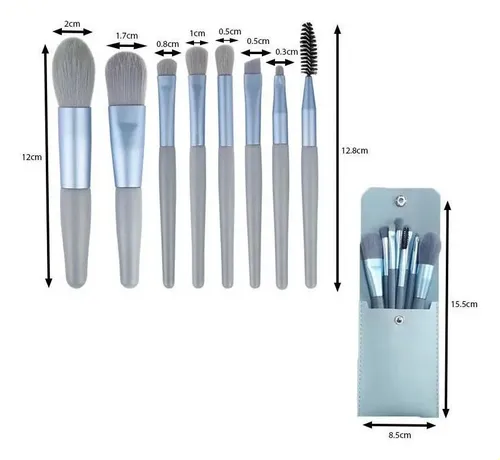 Q* Set Y Brochas Maquillaje 8 Piezas Profesional Estuche