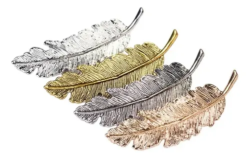 Set 4 Pinzas De Pelo Dama Moda Hoja Pluma Peinado