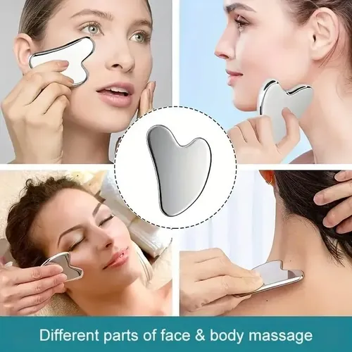 Gua Sha Metal Facial Para Drenaje Linfático Y Masajes