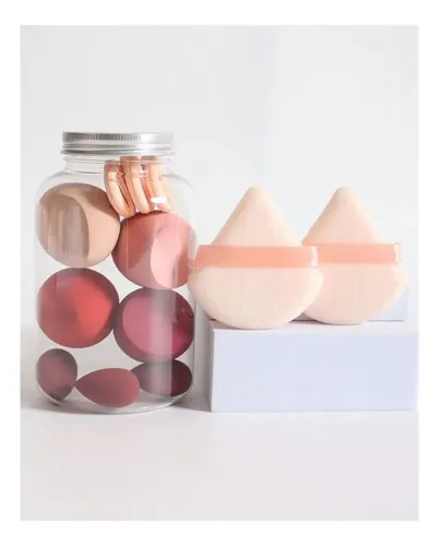 Qi Esponja Maquillaje En Polvo 14 Pcs Beauty Blender Con