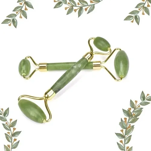 Masajeador Doble Rodillos Piedra Jade Facial Corporal