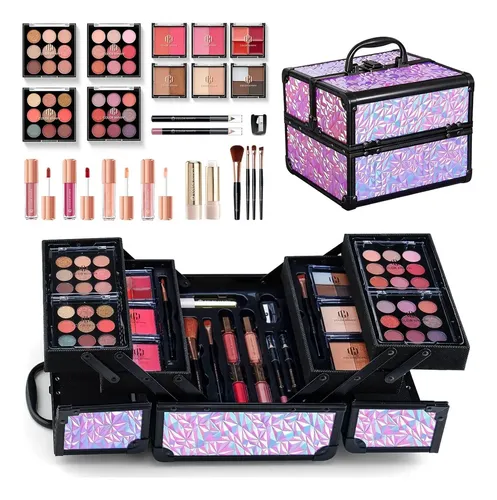 Kit Maquillaje Color Nymph 4 Bandejas Estuche Maleta