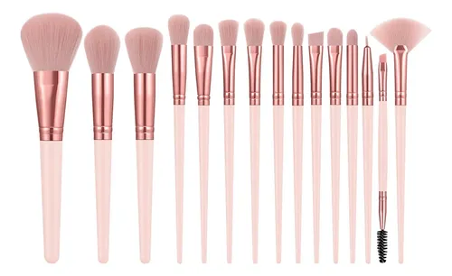 Set 25 Brochas Y Accesorios De Maquillaje Rosa Rosa