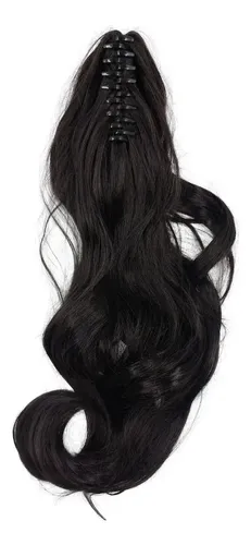 Cola de Caballo Fibra Sintética Negro #1 Extensión de Cabello 75 cm