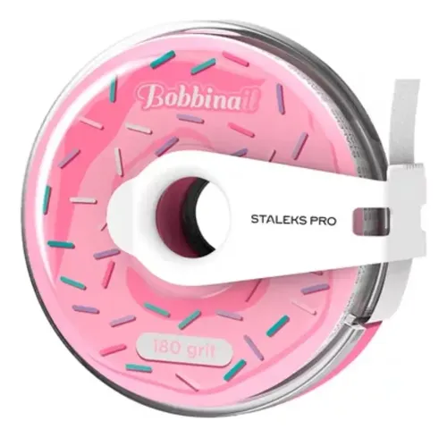 Papel de lija Staleks Bobbinail con forma de flor lila