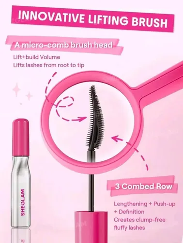 Máscara de Pestañas Sheglam Lashlighter Up & Out Negra Resistente al Agua para Pestañas Largas y Definidas