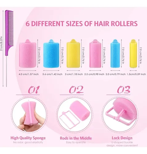 Rulos De Espuma Syhood 56 Pcs 6 Tamaños Para Cabello