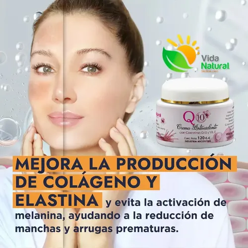 Crema Facial Antiarrugas Q10 Con Vit E Grande X 120 C.c