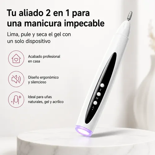 Pulidora De Uñas Eléctrica 2 En 1 Con Lámpara Uv