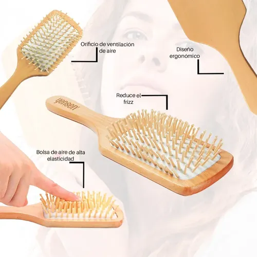Cepillo Peine De Pelo Paleta Natural Madera Desenredante