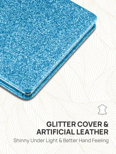 Espejo Compacto Omiro Glitter Pu Con Aumento De 1x/3x, Azul