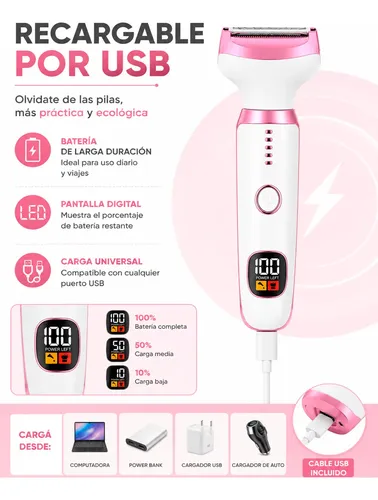 Depiladora Mujer Eléctrica 5 En 1 Facial Cejas Usb Portatil