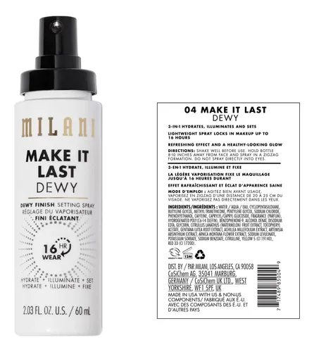 Spray Fijador Milani Make It Last Dewy, 2.03 Onzas Oz