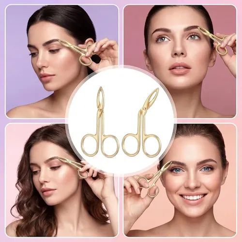 Pinzas Cejas Acero Doradas Precisión Depilación Facial