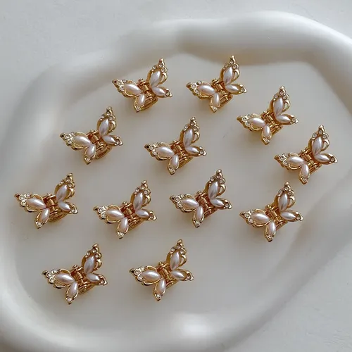 Pack X12 Broches Dorados Para Pelo Con Strass Y/o Perlas