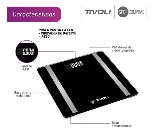 Balanza Digital De Baño Tivoli Bluetooth Sensor Temperatura