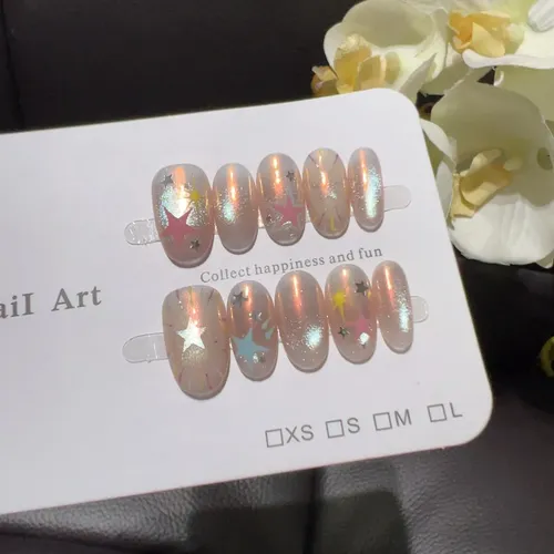 Alta Calidad Parche De Uñas Portátil Pink Aurora Cat Eye