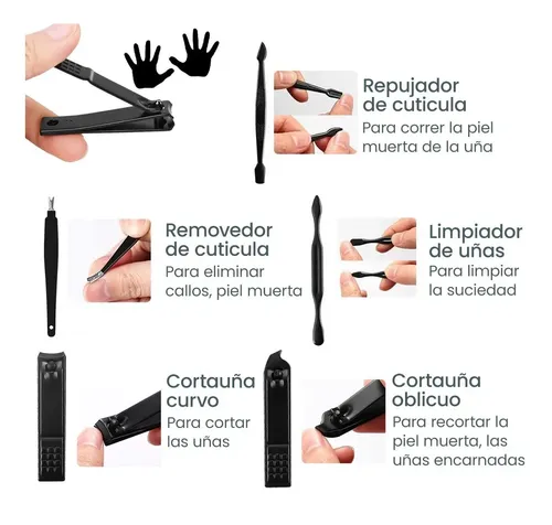 Set X16 Corta Uñas Kit Manicura Pedicura Con Estuche Viaje