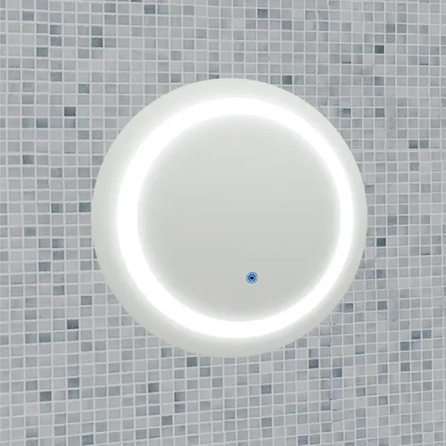 Espejo Redondo Guala 60cm Con Luz LED Fría Baño Marco Blanco Touch