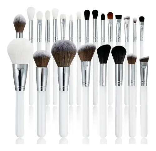 1 Para Sjx Juego De Brochas De Maquillaje White Silver 24