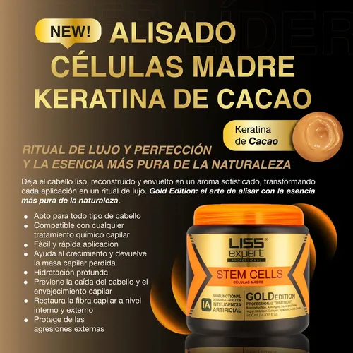 Alisado Células Madre Keratina Cacao Liss Expert 1000ml