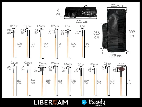 Set X32 Brochas Maquillaje Bambu BEAUTY BY SPICA Bro-01 Estuche Negro