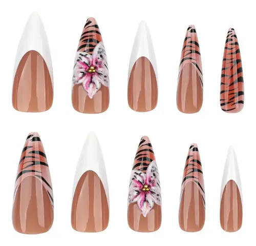 Uñas Con Estampado De Leopardo Francés Otoño-invierno