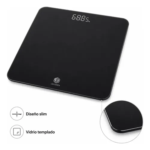 Balanza Digital Alta Precisión Personal 180kg Vidrio Templado LED Color Negro JD EB3483