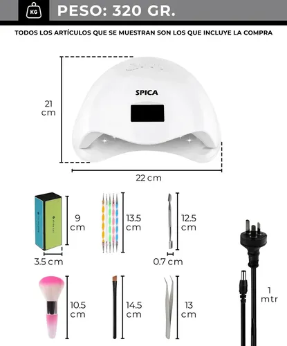 Cabina Led De Uñas 48w Spica Luz Uv Secador Manos Pies Color Blanco
