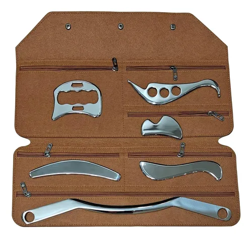 Set 6 En 1 Gua Sha Acero Inoxidable Masaje Corporal