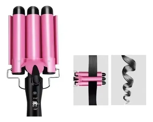 Buclera Rizador De Pelo Cabello Triple 3 Tubos Rulos Ondas
