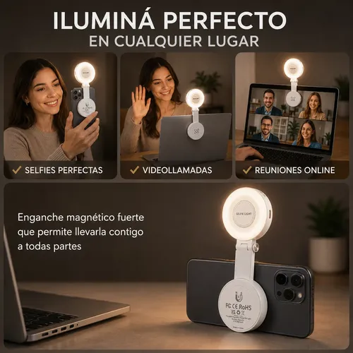 Aro De Luz Selfie Magnético M28 Espejo Soporte Celular Usb-c
