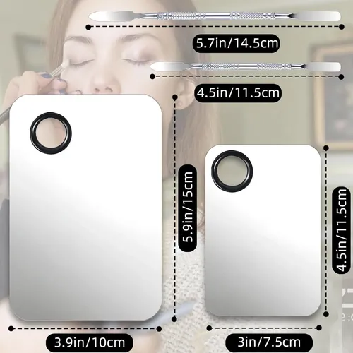 Paletas De Maquillaje Acero Inox 2 Pzas Con Espátula