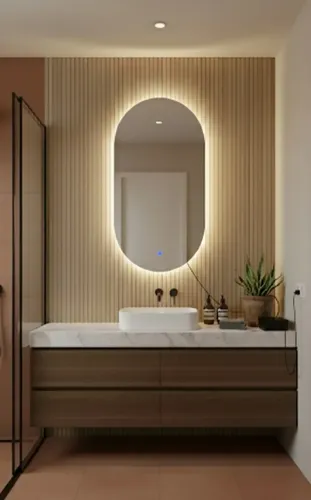 Espejo Con Luces Ovalado 85×50 Touch Led