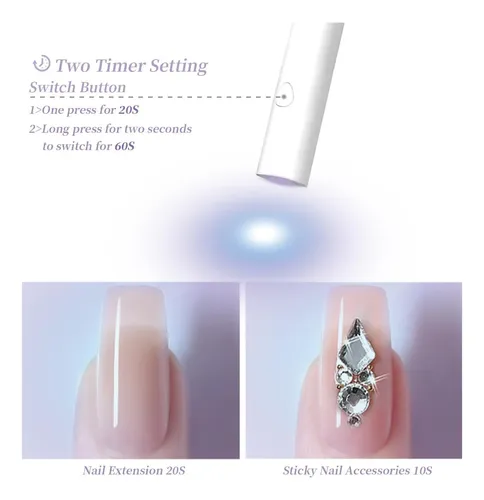 Lámpara Uv Led Para Uñas Portátil Blanca Recargable