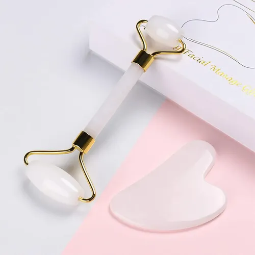 Rodillo Facial Jade Blanco Masajeador Antiedad Y Lifting