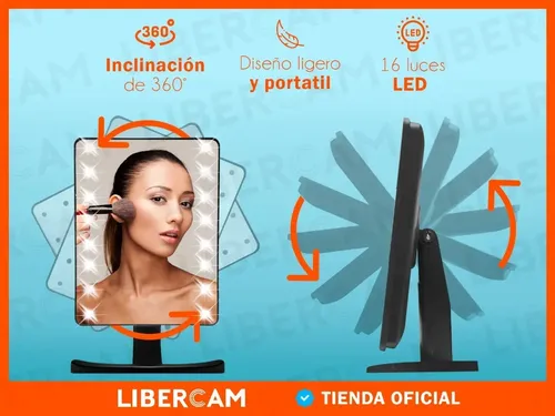 Espejo Maquillaje Tactil Luz 16 Led 3 Modos Touch Usb