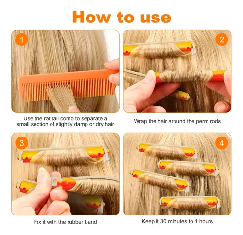 Set De 24 Rulos De Perm Para Cabello Con Banda De Goma En Ca