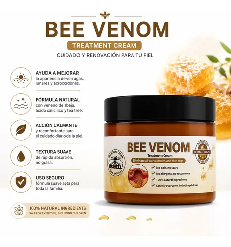 Crema Bee Venom Para Eliminar Verrugas Y Lunares 50g