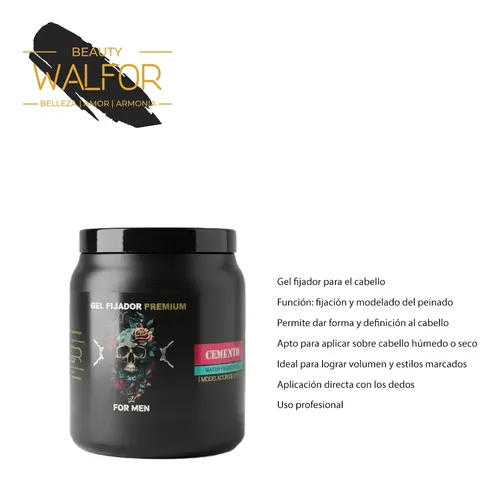 Gel Fijador Premium Beauty Walfor For Men Cemento 900 Gr