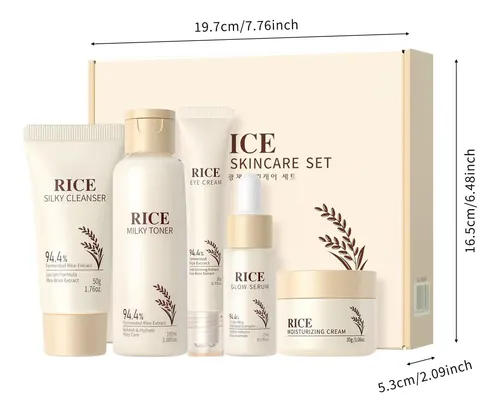 Conjunto De Cuidado De La Piel De Arroz De 5pcs Para Mujeres