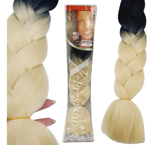 Kanekalon Térmico Pelo Trenza Degrade Rubio-negro Yy27 Lfme