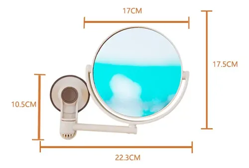 Espejo Cosmético Para Baño, Con Ventosa De Aumento De 1x/3x