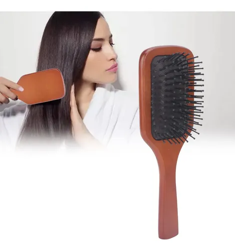 Cepillo De Pelo Tipo Paleta, Mango De Madera, Fácil De Desen Brown With Black Bristles