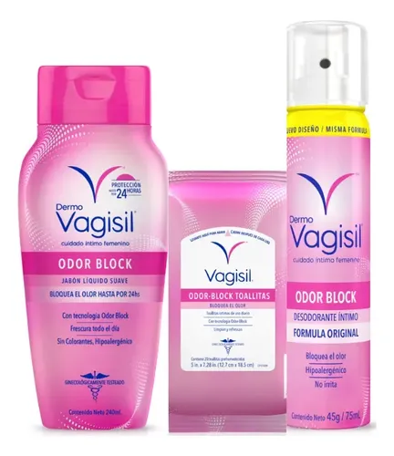 Kit Cuidado Íntimo Femenino DermoVagisil Odor Block 3 Unidades