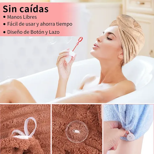 As Toalla Cabello Microfibra Secado Rápido Gorro Turbante As