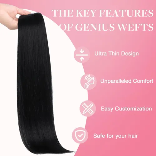 Extension Cortina De Pelo Humano Real 35cm 40g Negro Natural