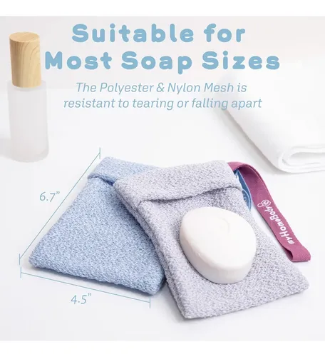 Bolsa Exfoliante Para Jabón Cuerpo Azul Y Gris X2