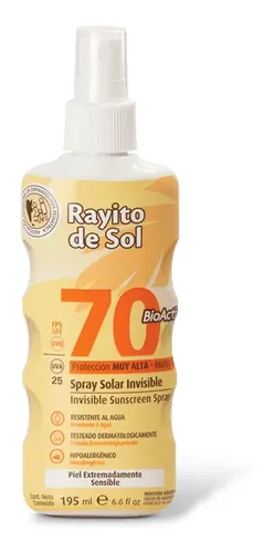 Protector Solar En Spray Rayito De Sol Invisible Fps70